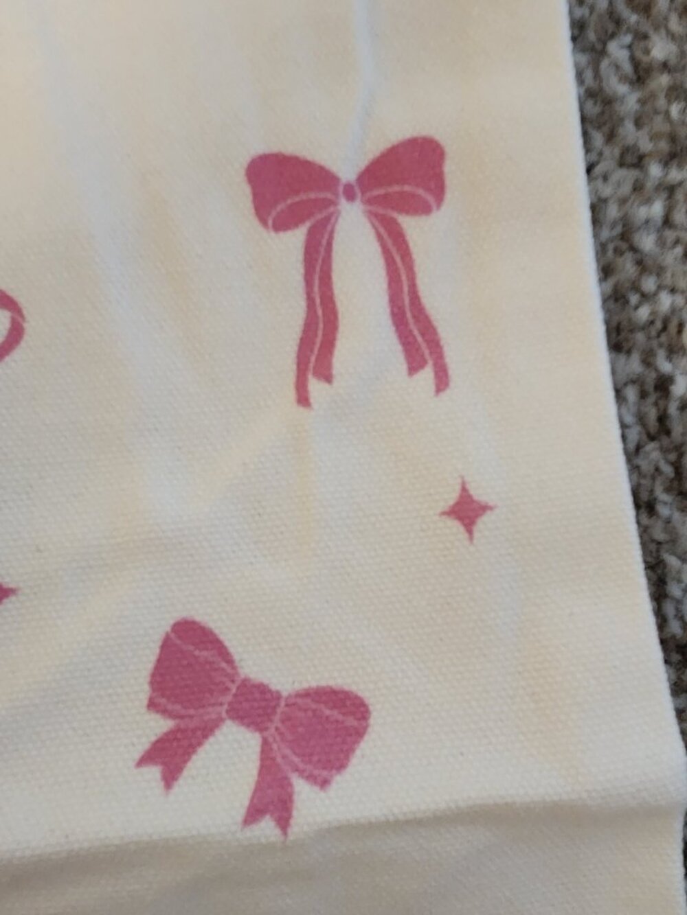 Pink Bows Canvas Tote with Pink Handles 13" x 15" - Picture 2 of 5